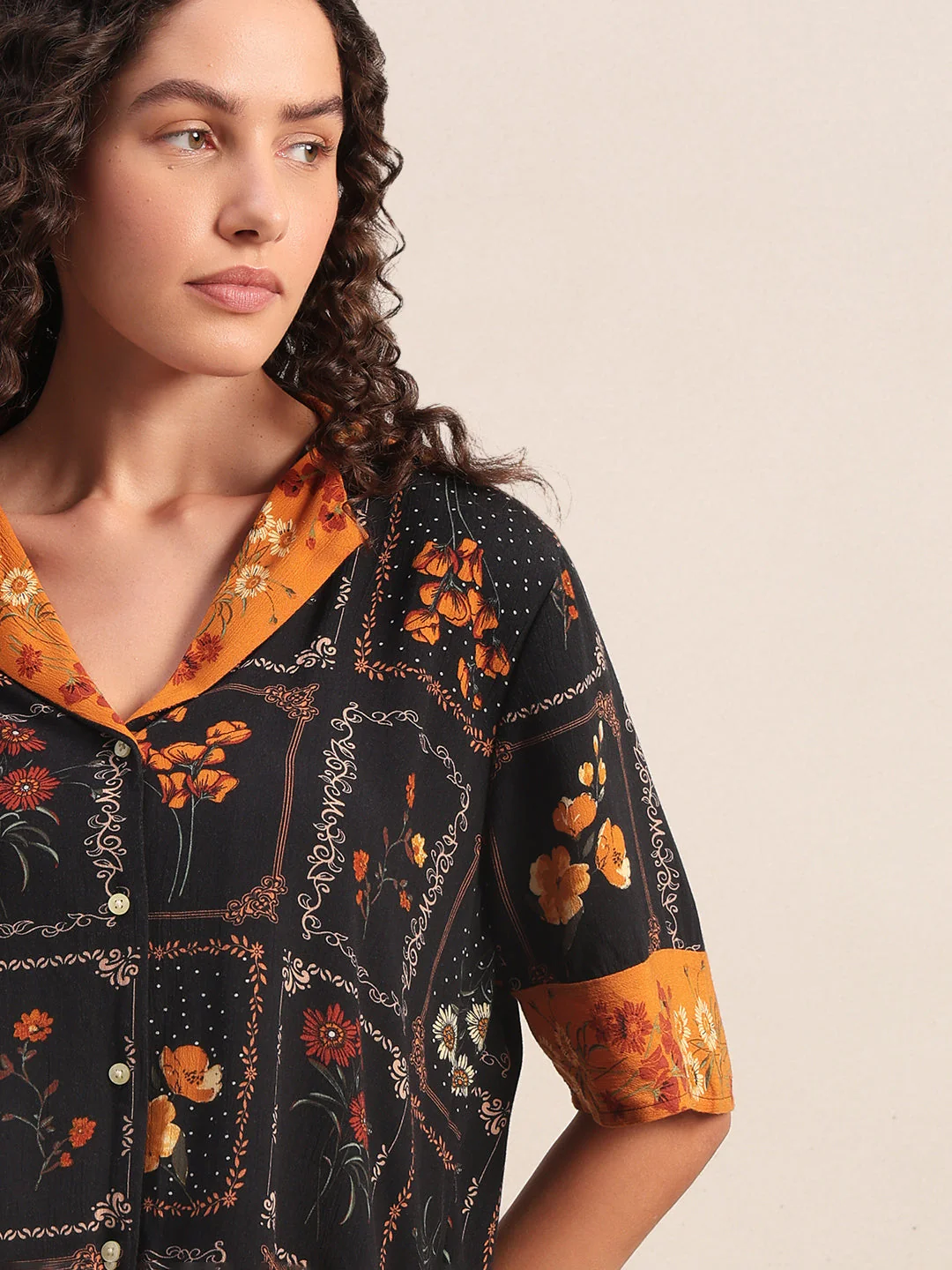 Floral Viscose Short Sleeves Shirt - Image 6