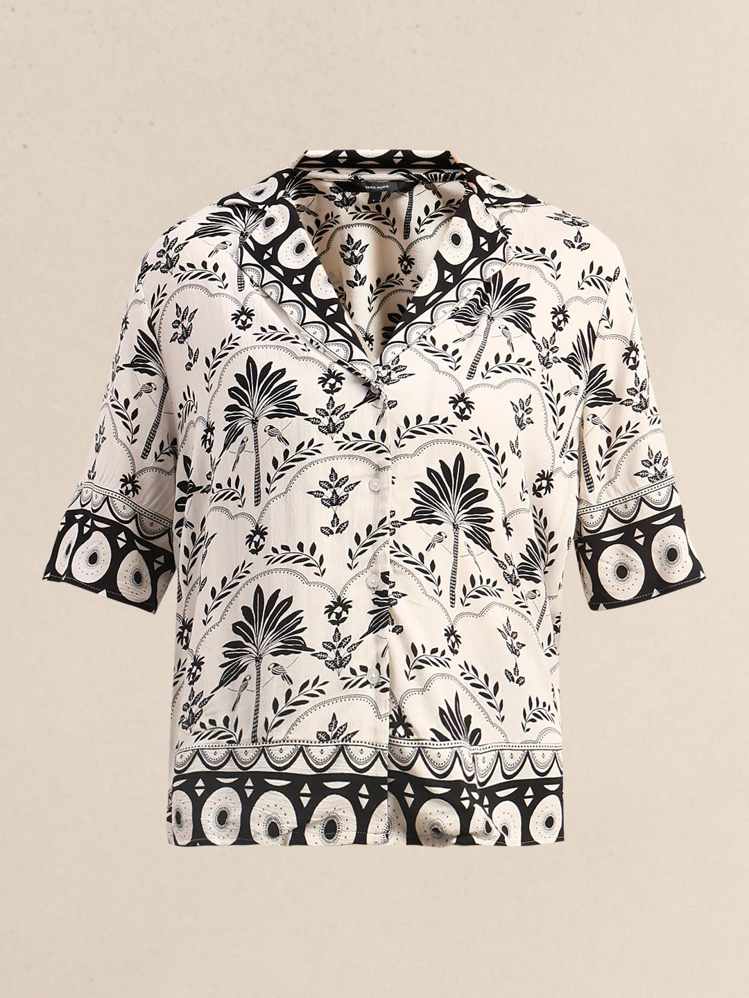 Floral Viscose Short Sleeves Shirt - White - Image 7