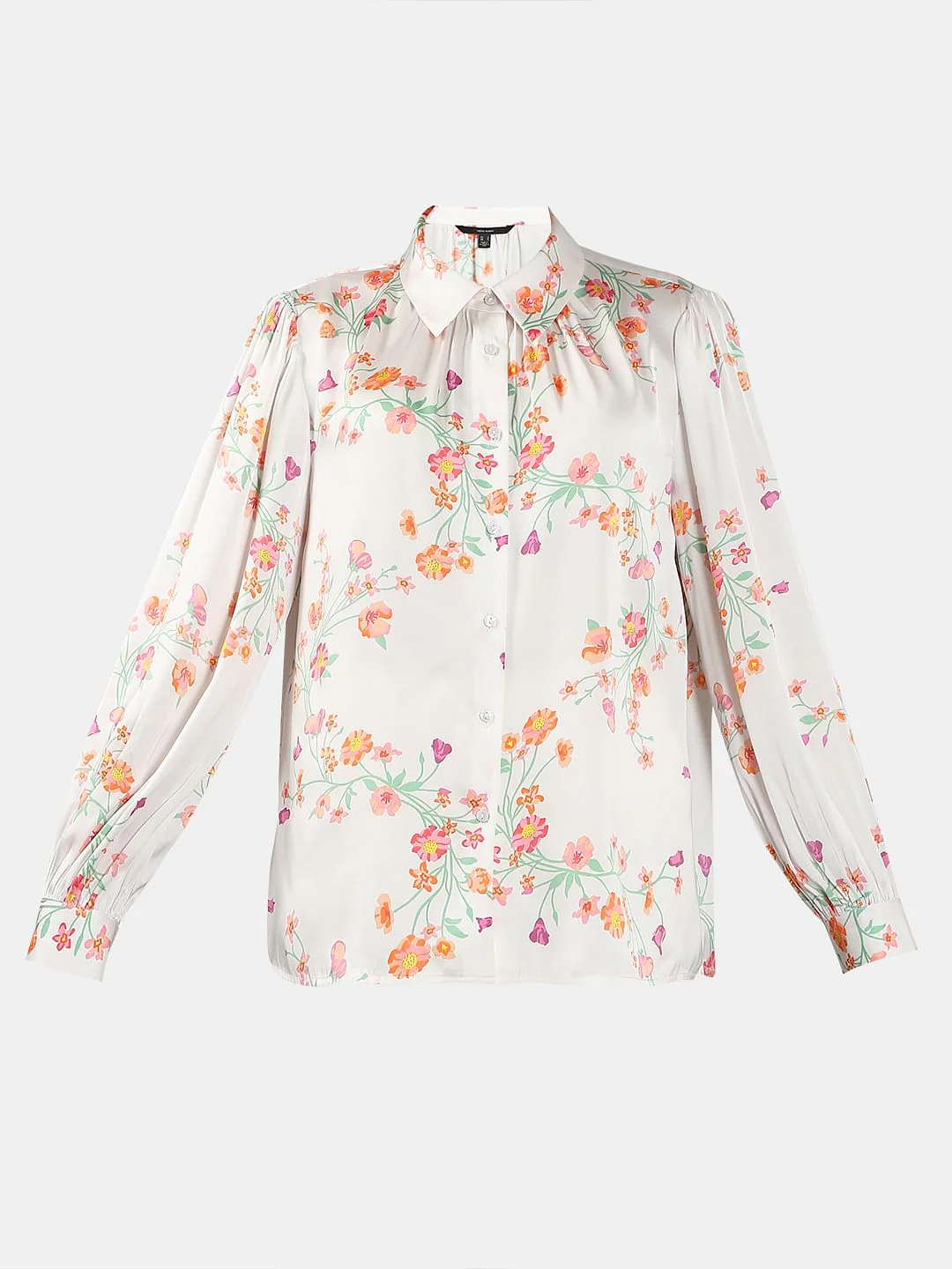 White Floral Printed Shirt - Image 7