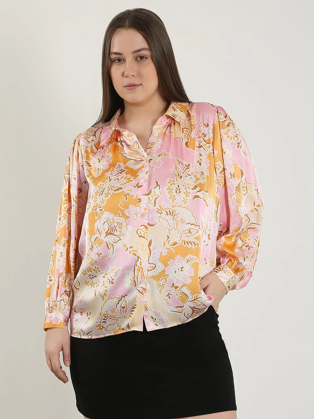 Curve Pink Printed Shirt - Image 2