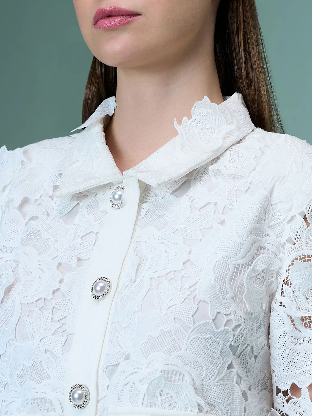 Marquee White Lace Co-Ord Set Shacket - Image 8