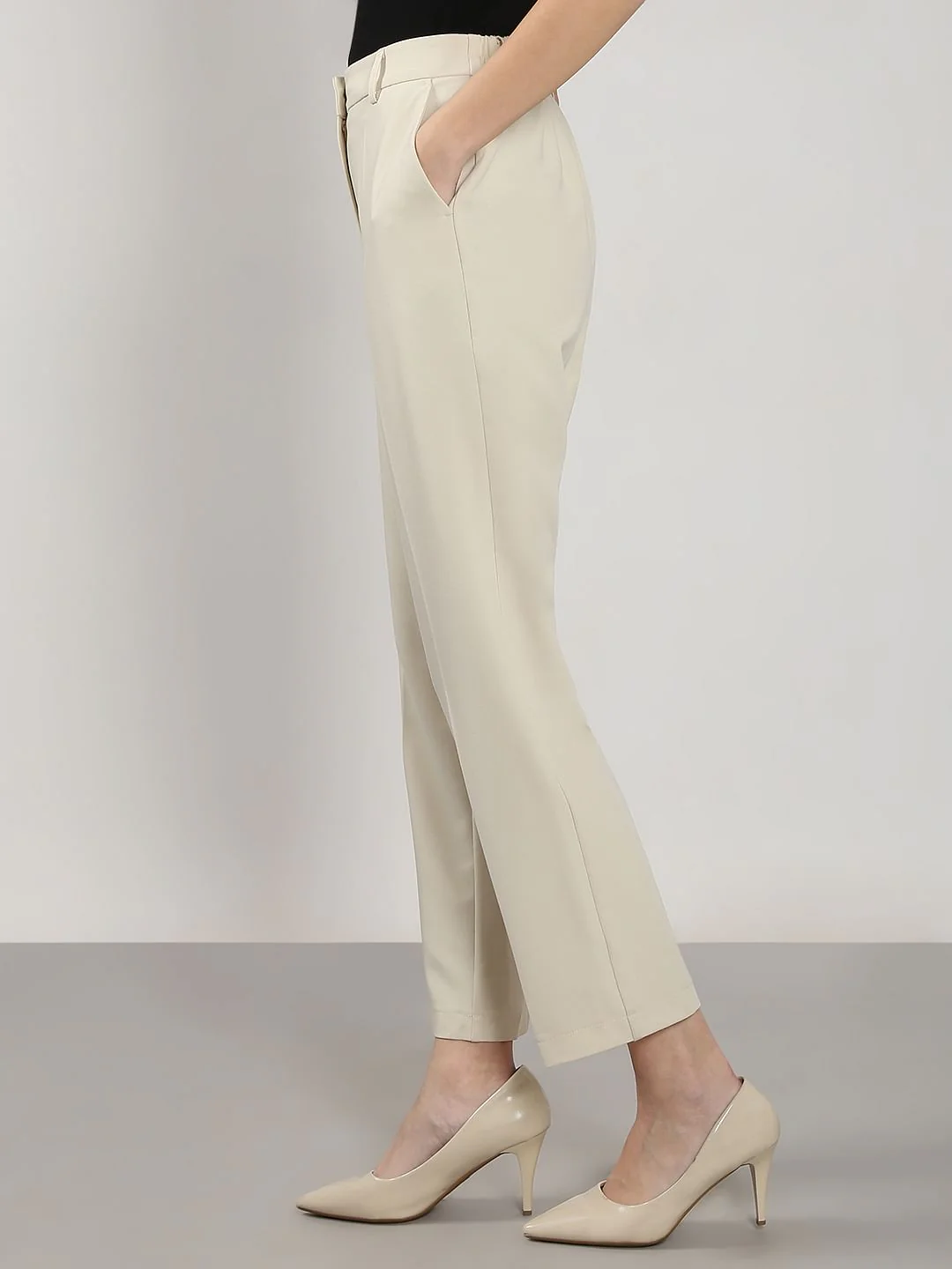 Beige Straight Fit Pants - Image 3