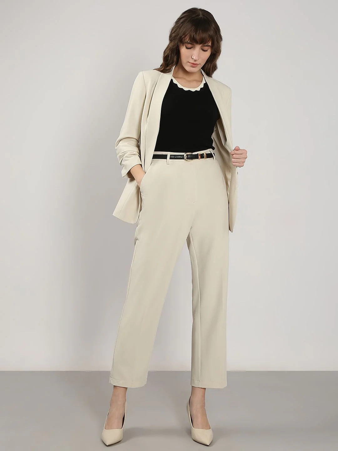 Beige Straight Fit Pants - Image 5