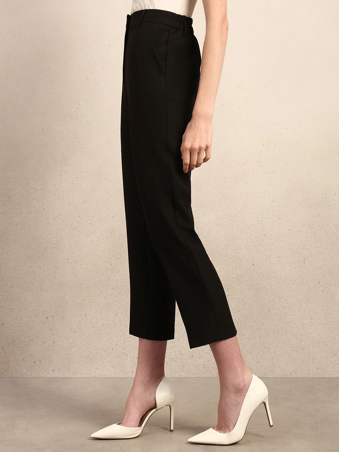 Cropped Slim Fit Tailored Pants - Image 3