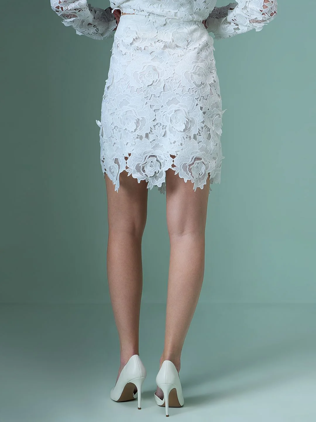 Marquee White Lace Co-Ord Set Skirt - Image 4