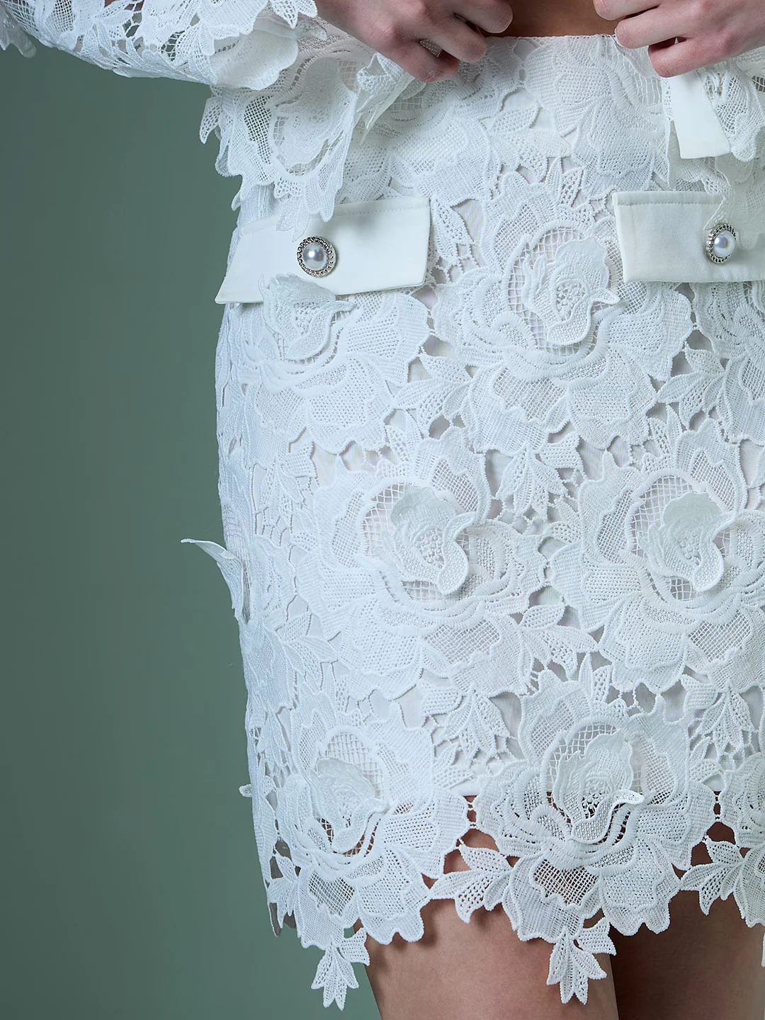 Marquee White Lace Co-Ord Set Skirt - Image 6