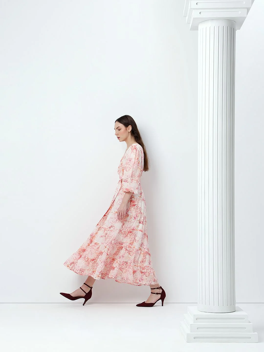 Pink Floral Print Maxi Dress - Image 3