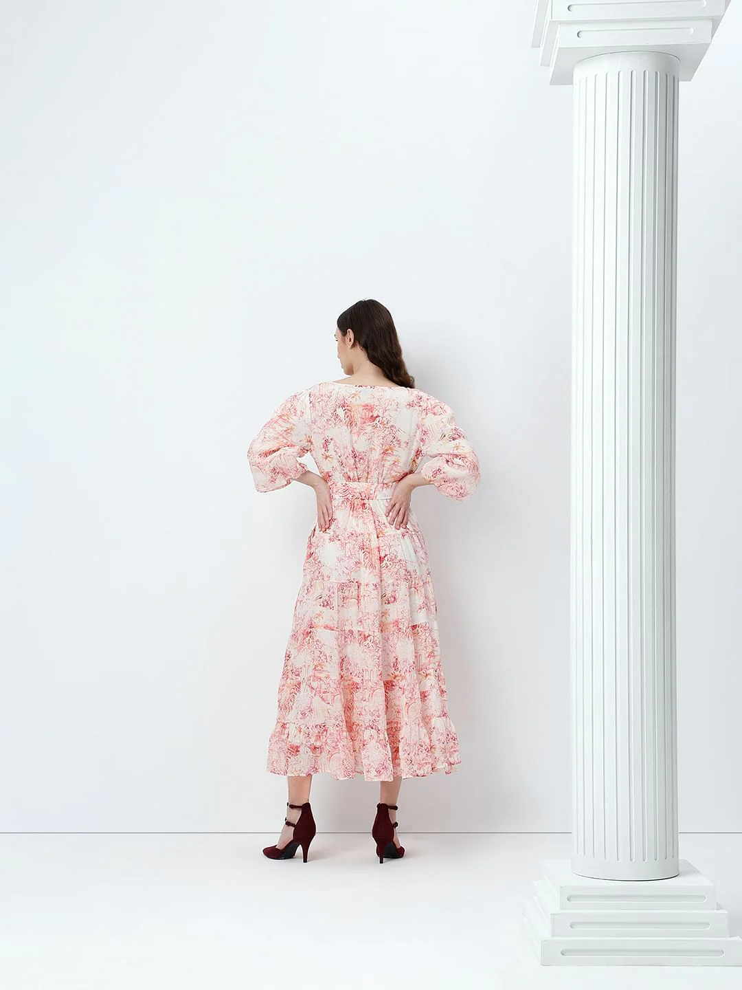 Pink Floral Print Maxi Dress - Image 4