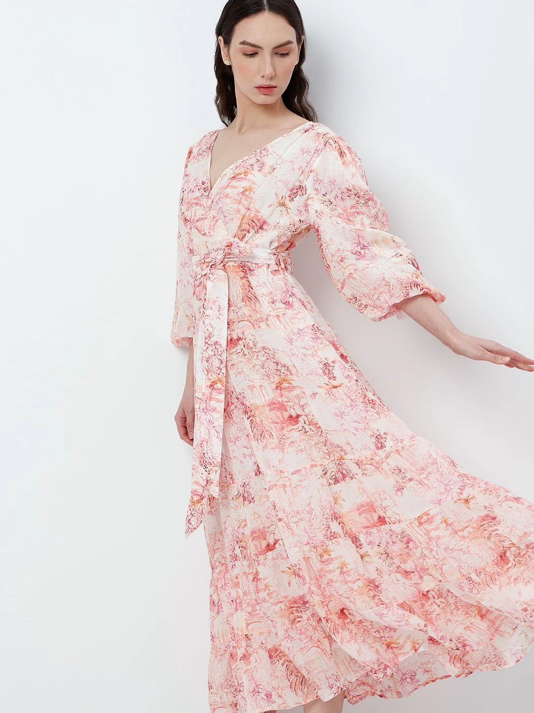 Pink Floral Print Maxi Dress - Image 5