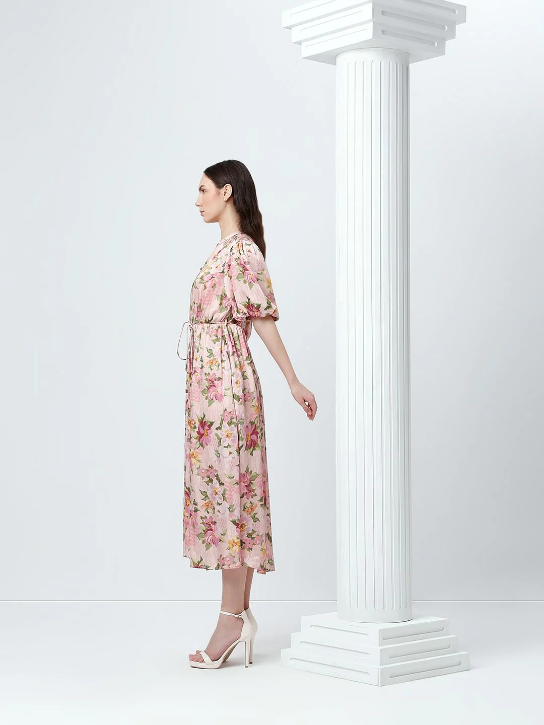 Pink Floral Print Midaxi Dress - Image 3
