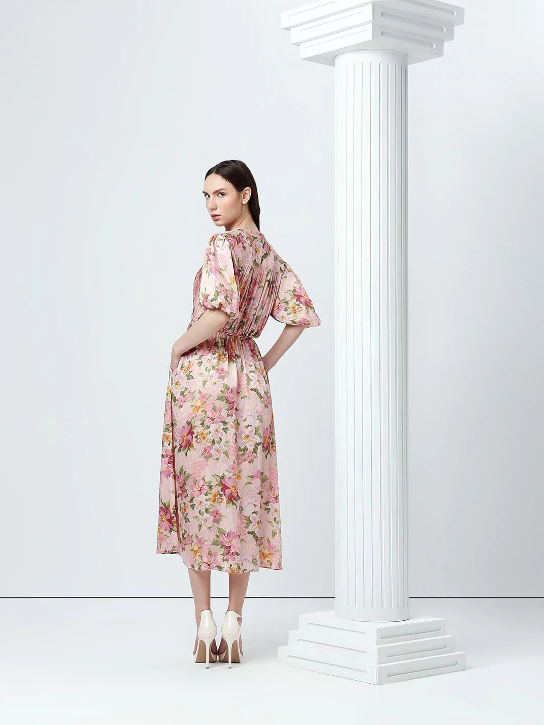 Pink Floral Print Midaxi Dress - Image 4