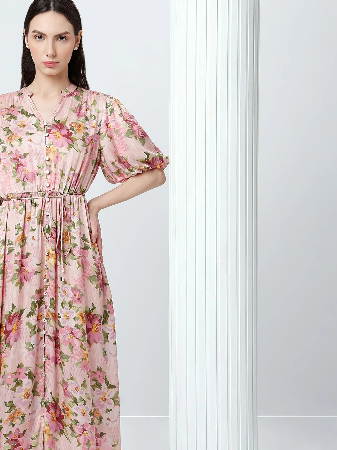 Pink Floral Print Midaxi Dress - Image 5