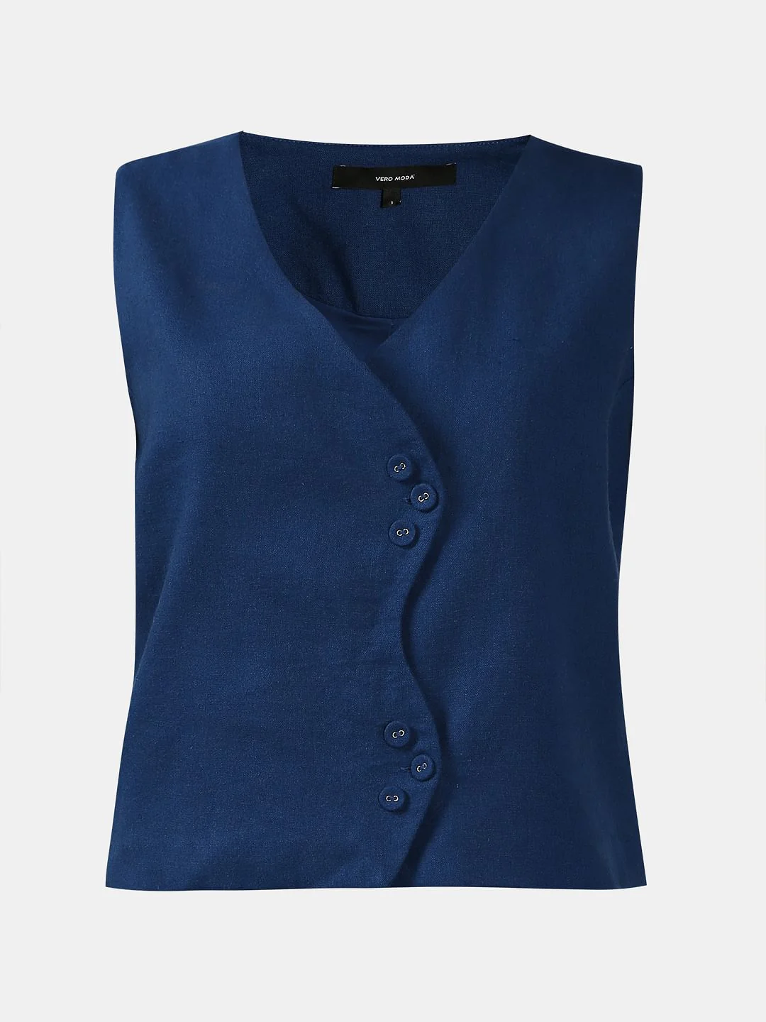 Blue Linen Co-Ord Set Vest - Image 7