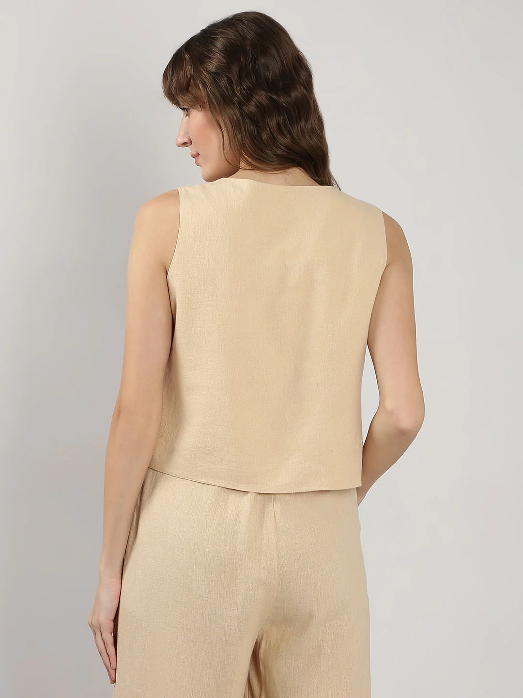 Beige Co-Ord Set Waistcoat - Image 4