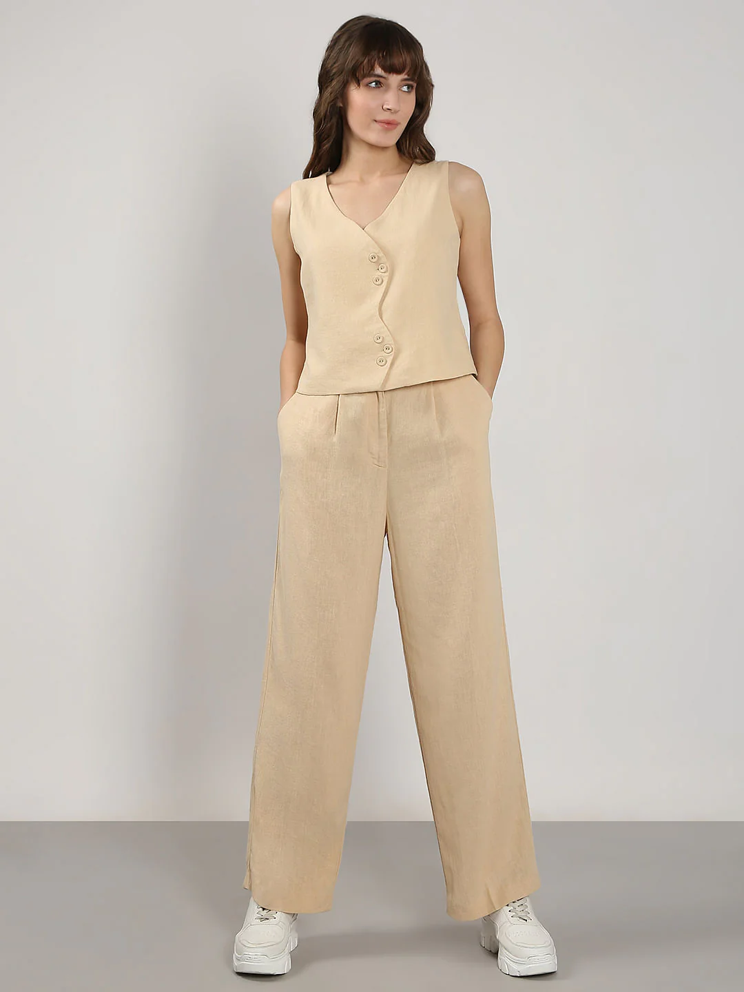 Beige Co-Ord Set Waistcoat - Image 5