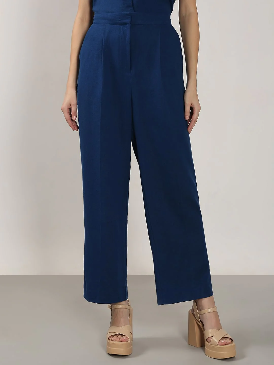 Blue Linen Co-Ord Set Pants - Image 2