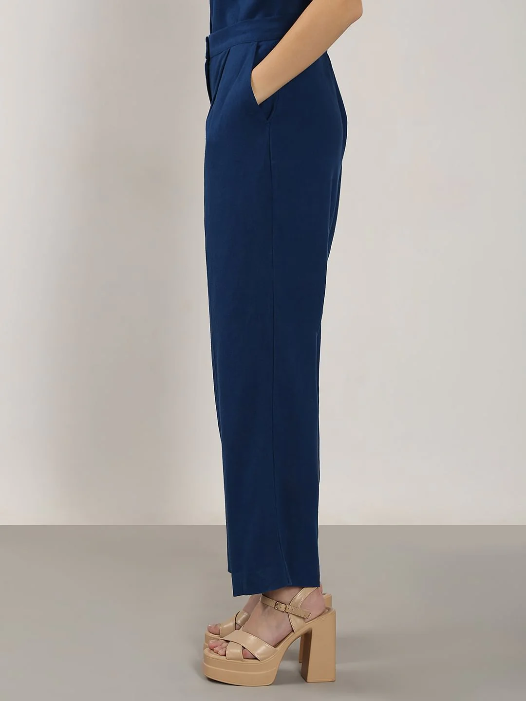 Blue Linen Co-Ord Set Pants - Image 3