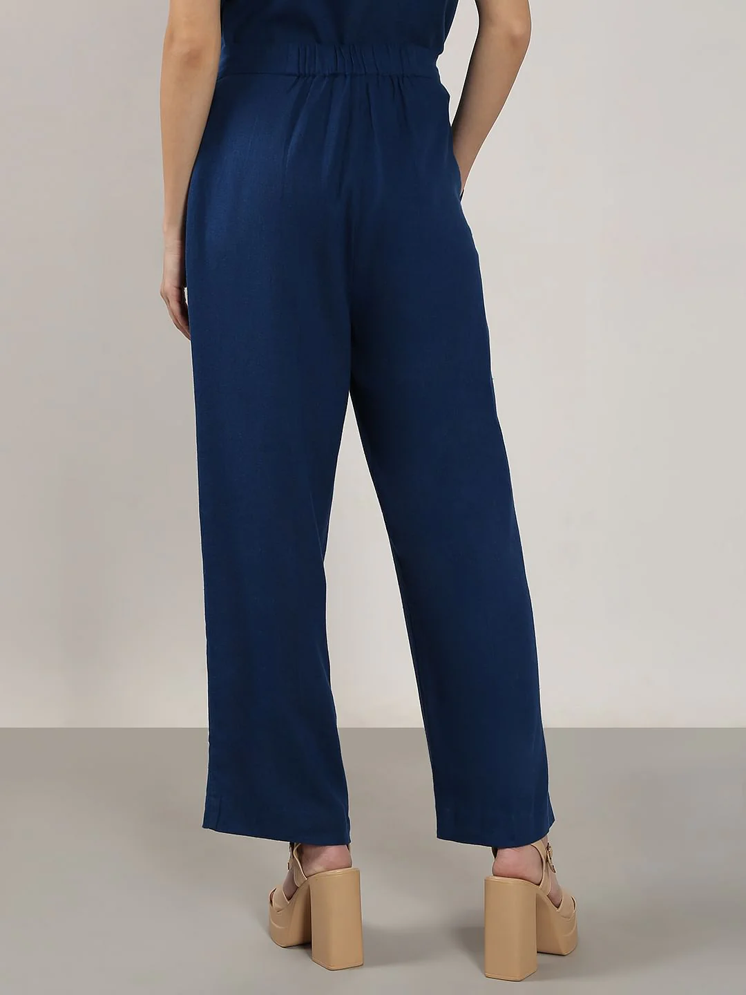 Blue Linen Co-Ord Set Pants - Image 4