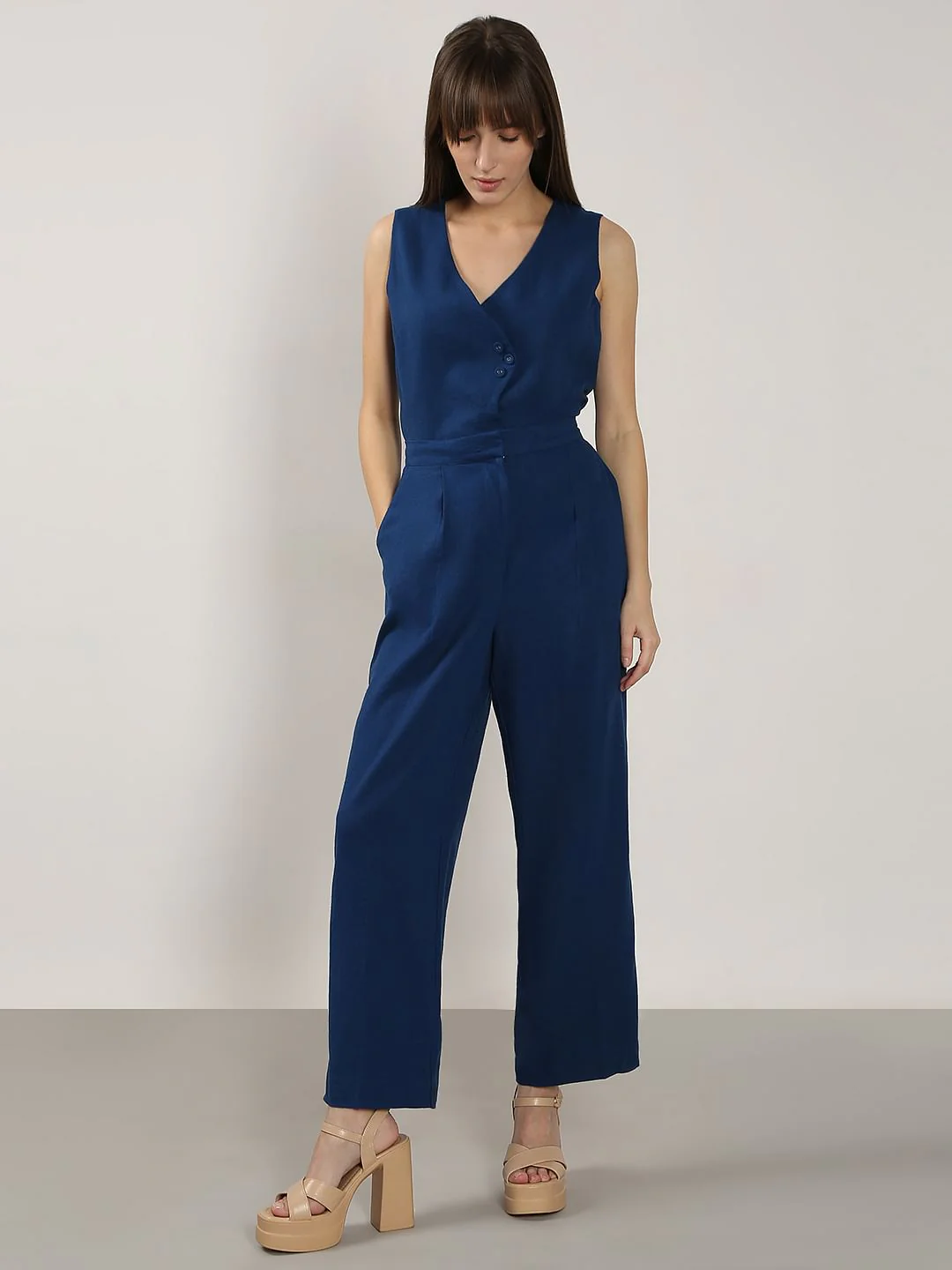 Blue Linen Co-Ord Set Pants - Image 5