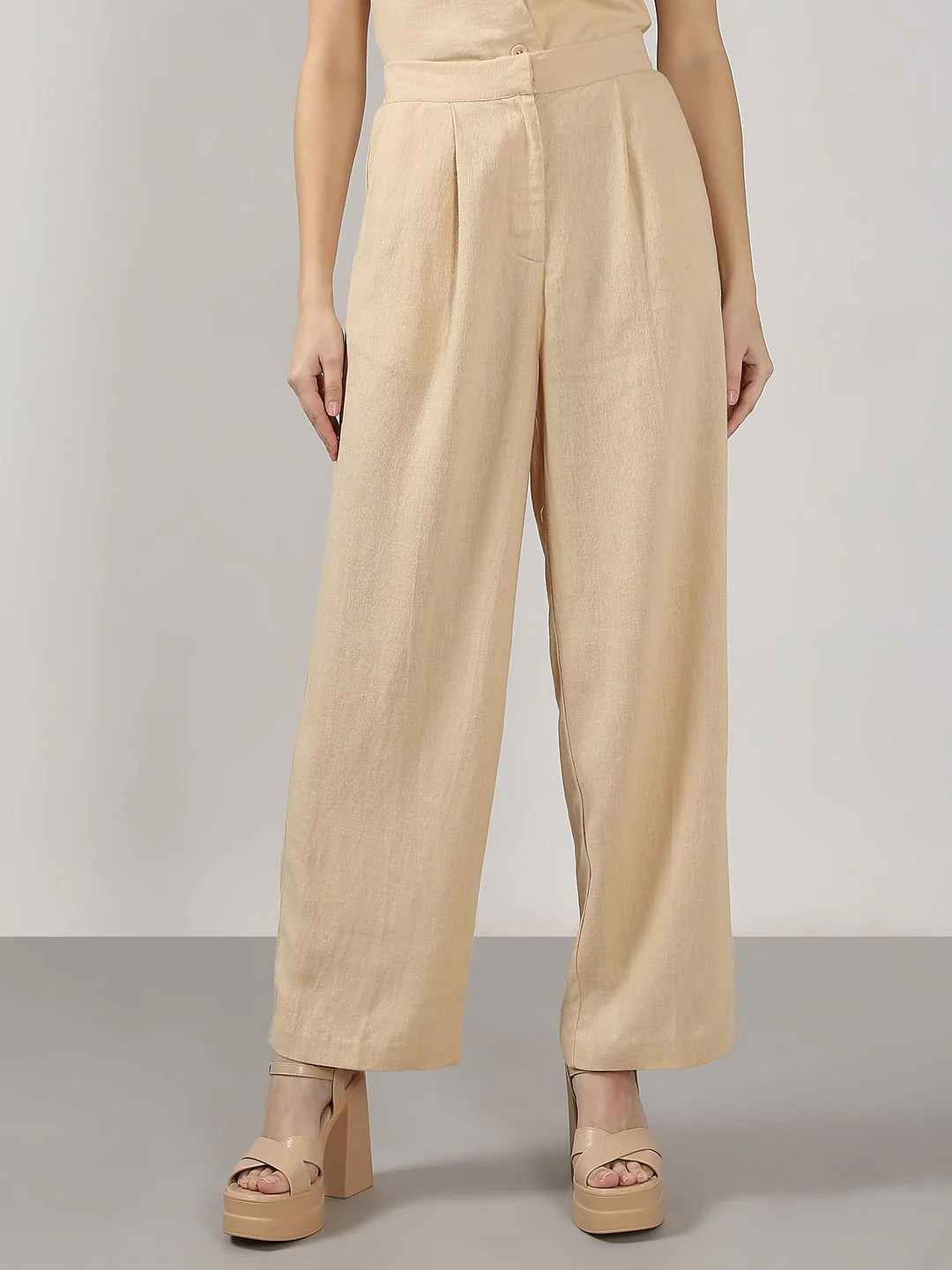 Beige High Rise Co-Ord Set Pants - Image 2