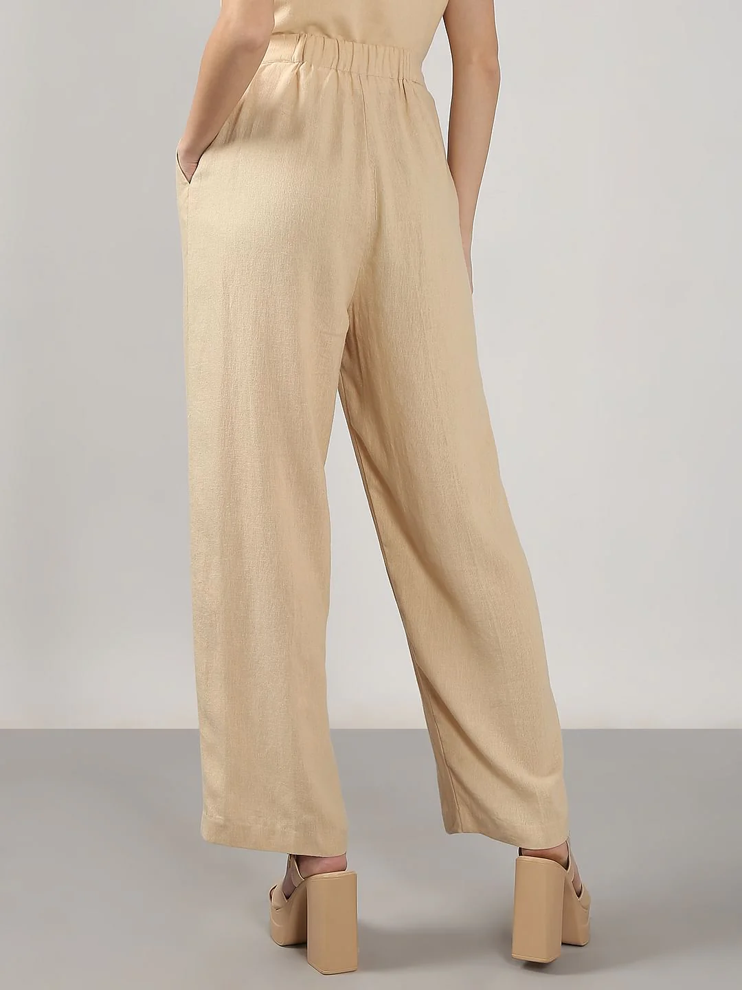 Beige High Rise Co-Ord Set Pants - Image 4