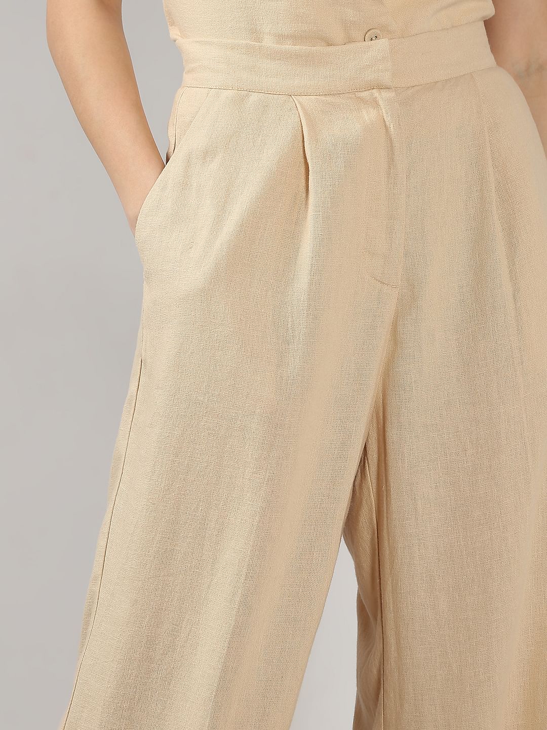 Beige High Rise Co-Ord Set Pants - Image 6