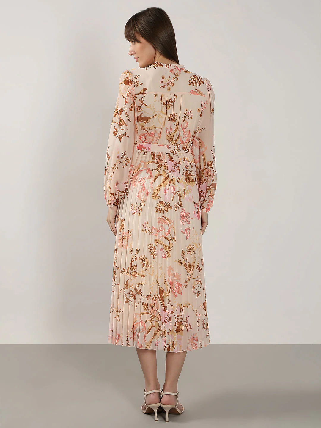 Peach Floral Midi Dress - Image 4