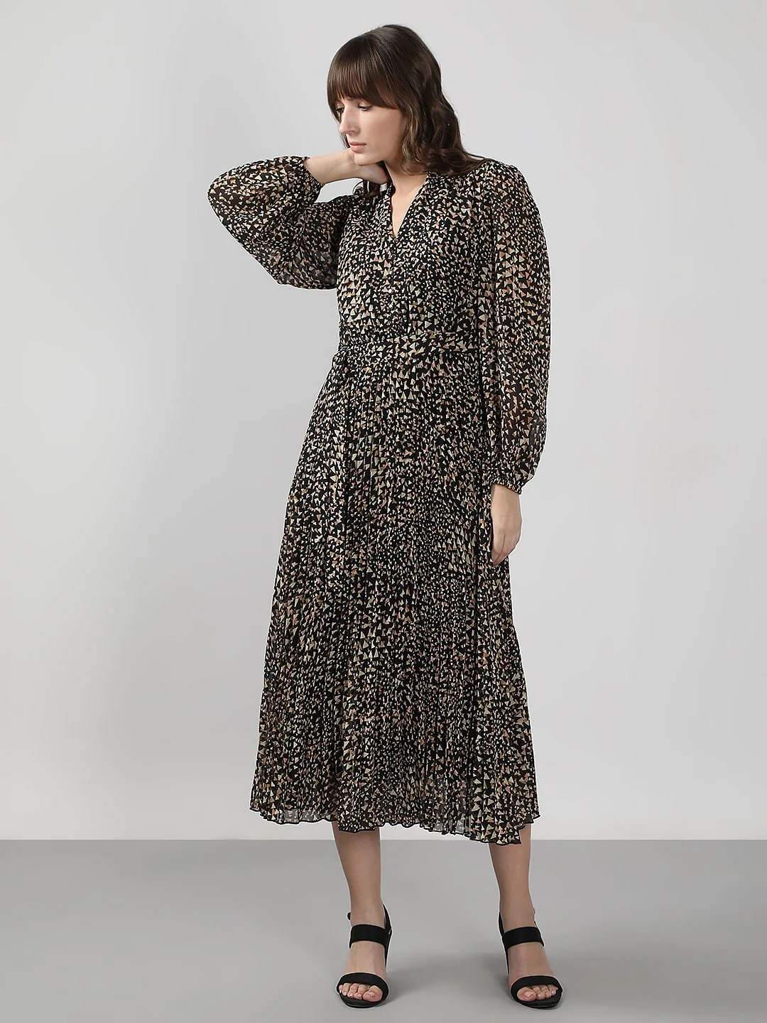 Black Printed Midi Dress - Image 2