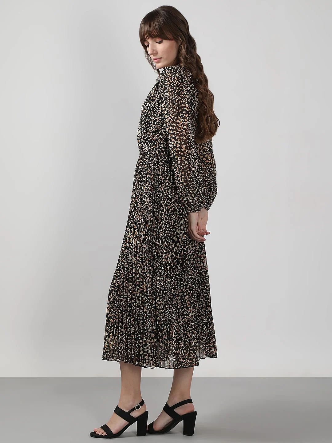 Black Printed Midi Dress - Image 3