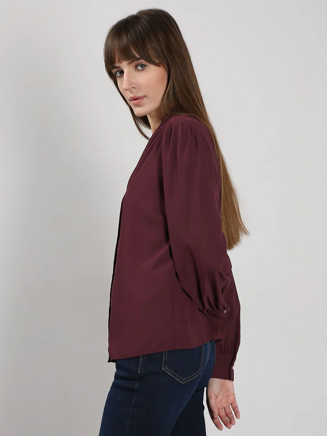 Wine Shawl Collar Shirt - Image 3