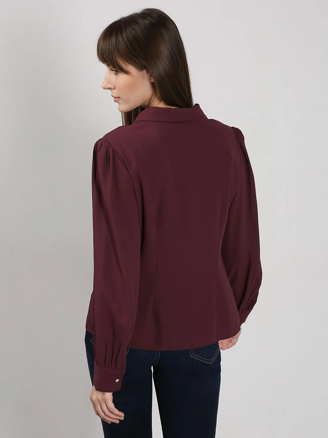 Wine Shawl Collar Shirt - Image 4