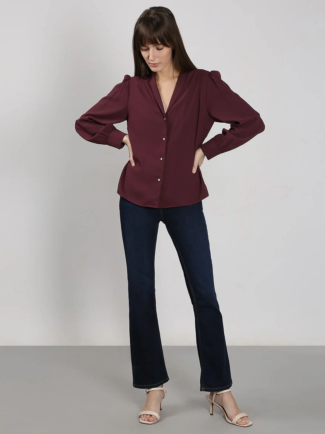 Wine Shawl Collar Shirt - Image 5