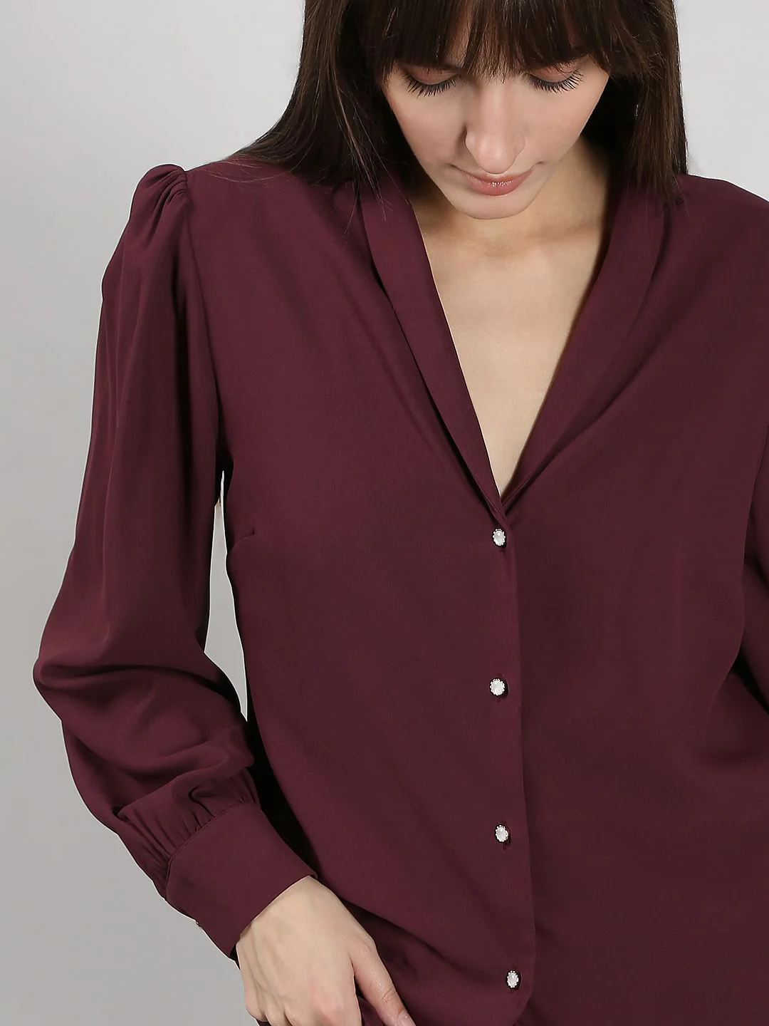 Wine Shawl Collar Shirt - Image 6