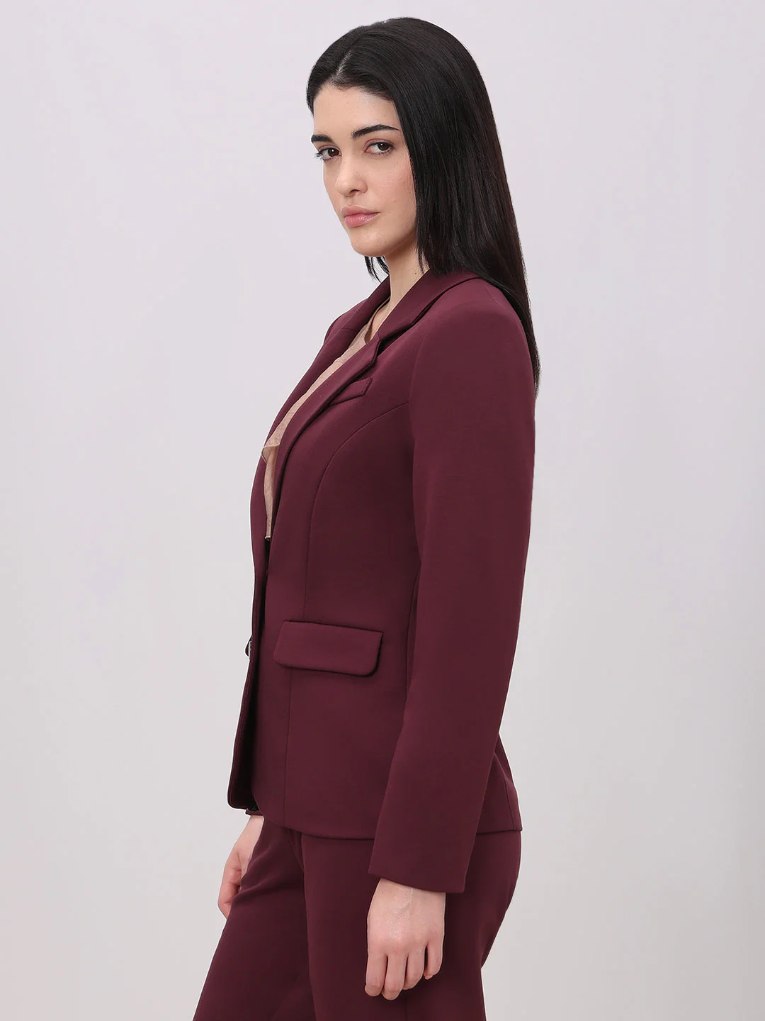 Burgundy Fitted Blazer - Image 3