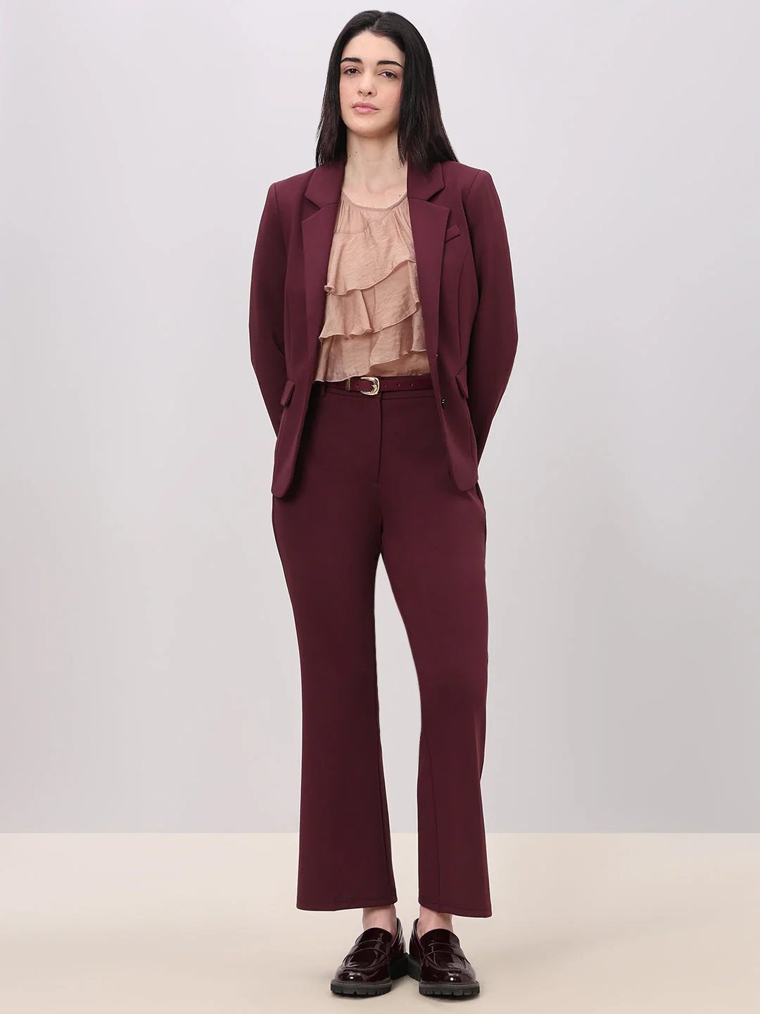 Burgundy Fitted Blazer - Image 5
