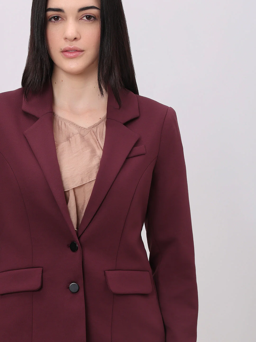 Burgundy Fitted Blazer - Image 6