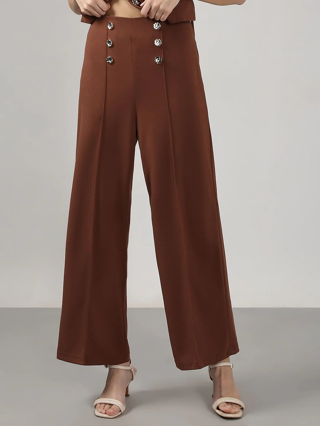 Brown High Rise Pants - Image 2