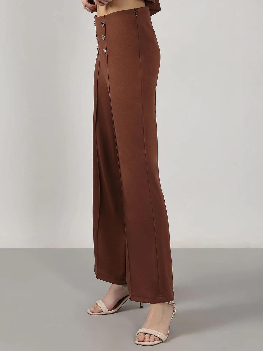 Brown High Rise Pants - Image 3