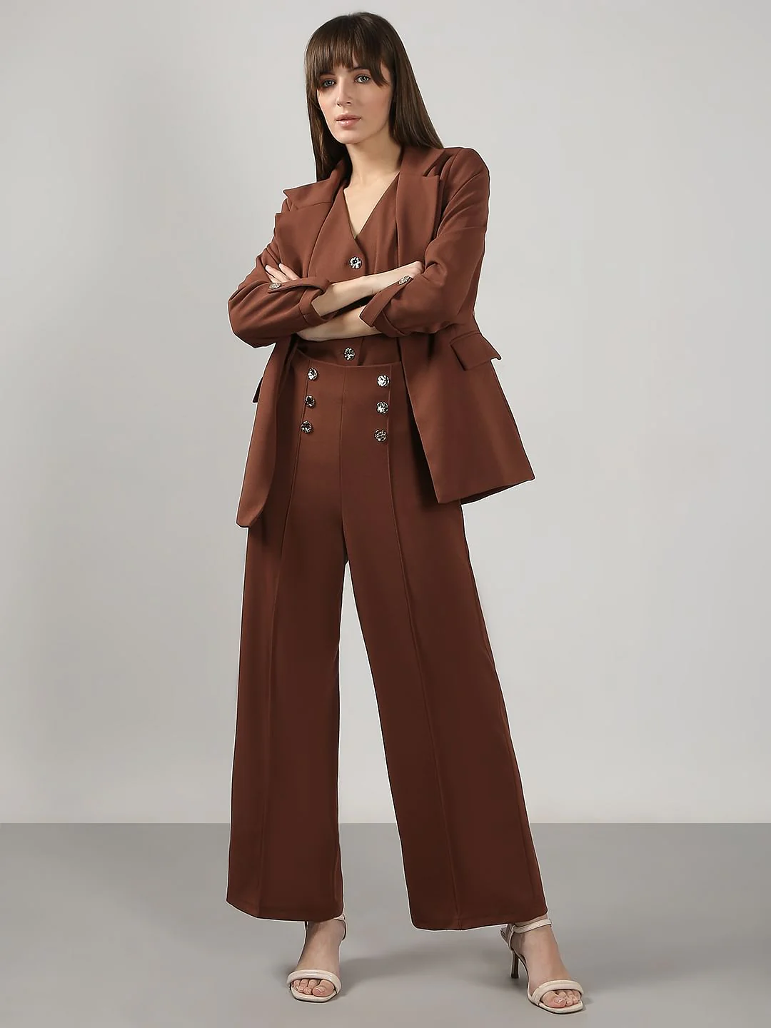 Brown High Rise Pants - Image 5