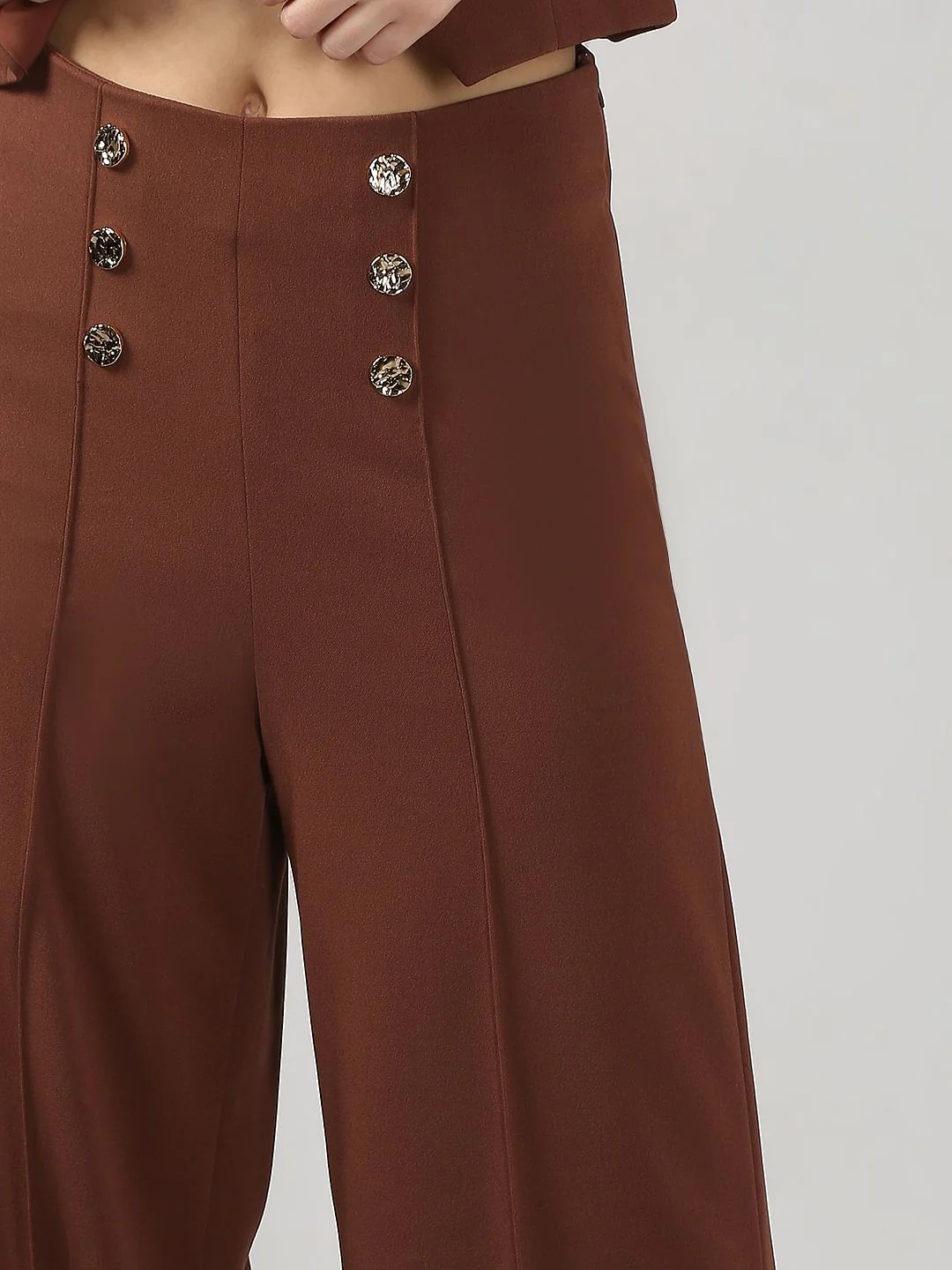 Brown High Rise Pants - Image 6
