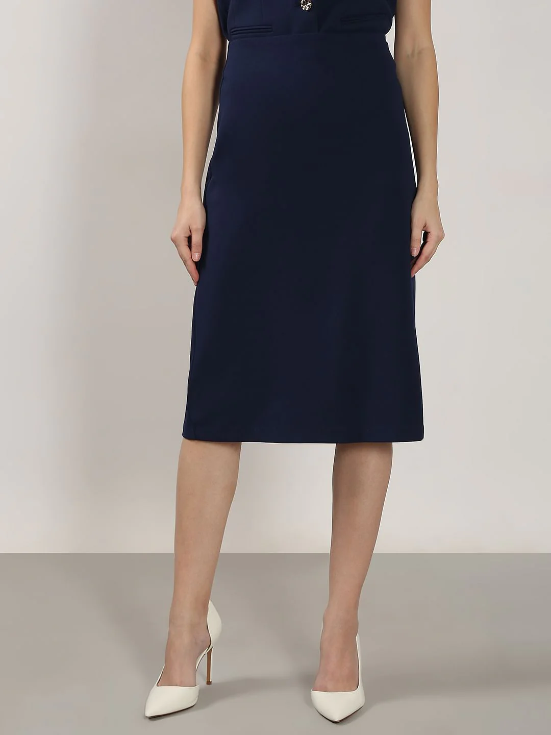 Navy Blue Midi Skirt - Image 2