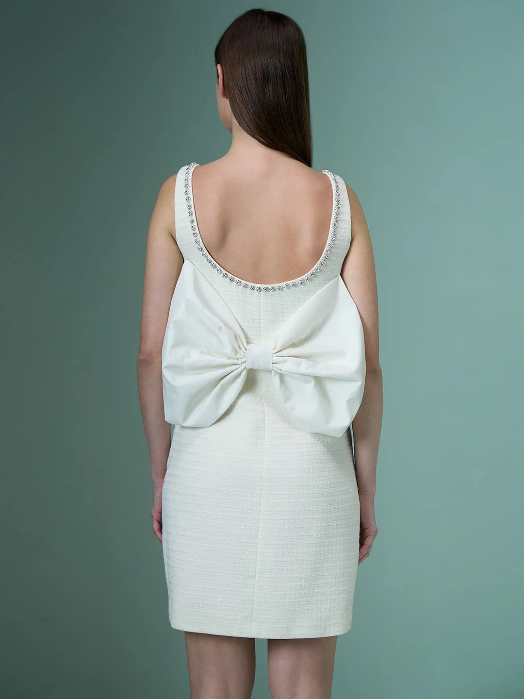 Marquee White Bow Detail Mini Dress - Image 4
