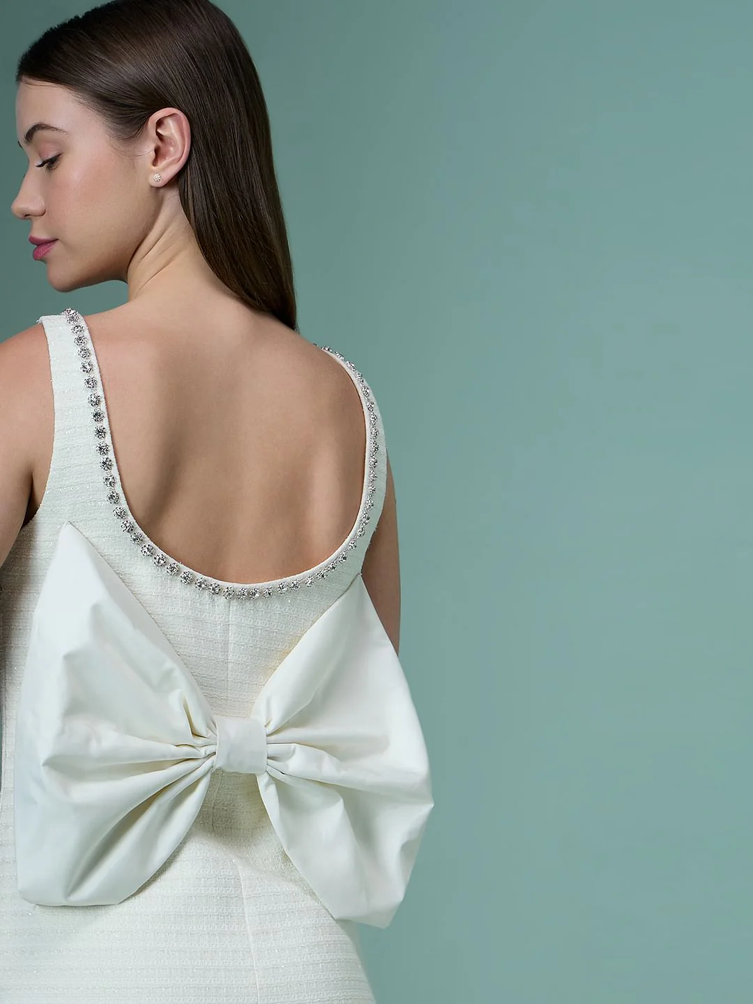 Marquee White Bow Detail Mini Dress - Image 6