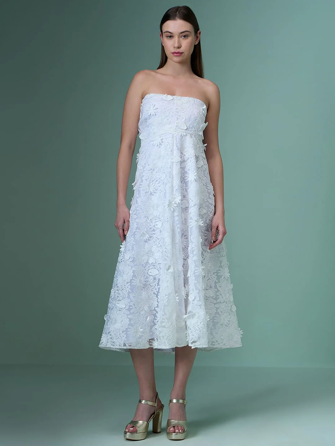 Marquee White Lace Applique Off-Shoulder Dress - Image 2