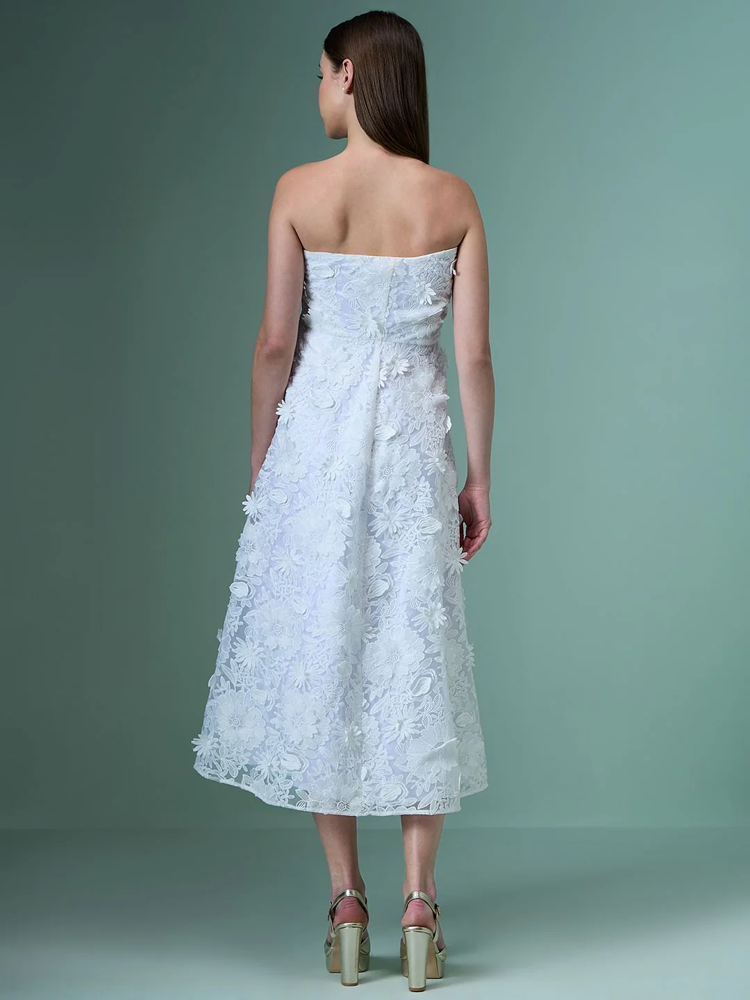 Marquee White Lace Applique Off-Shoulder Dress - Image 4