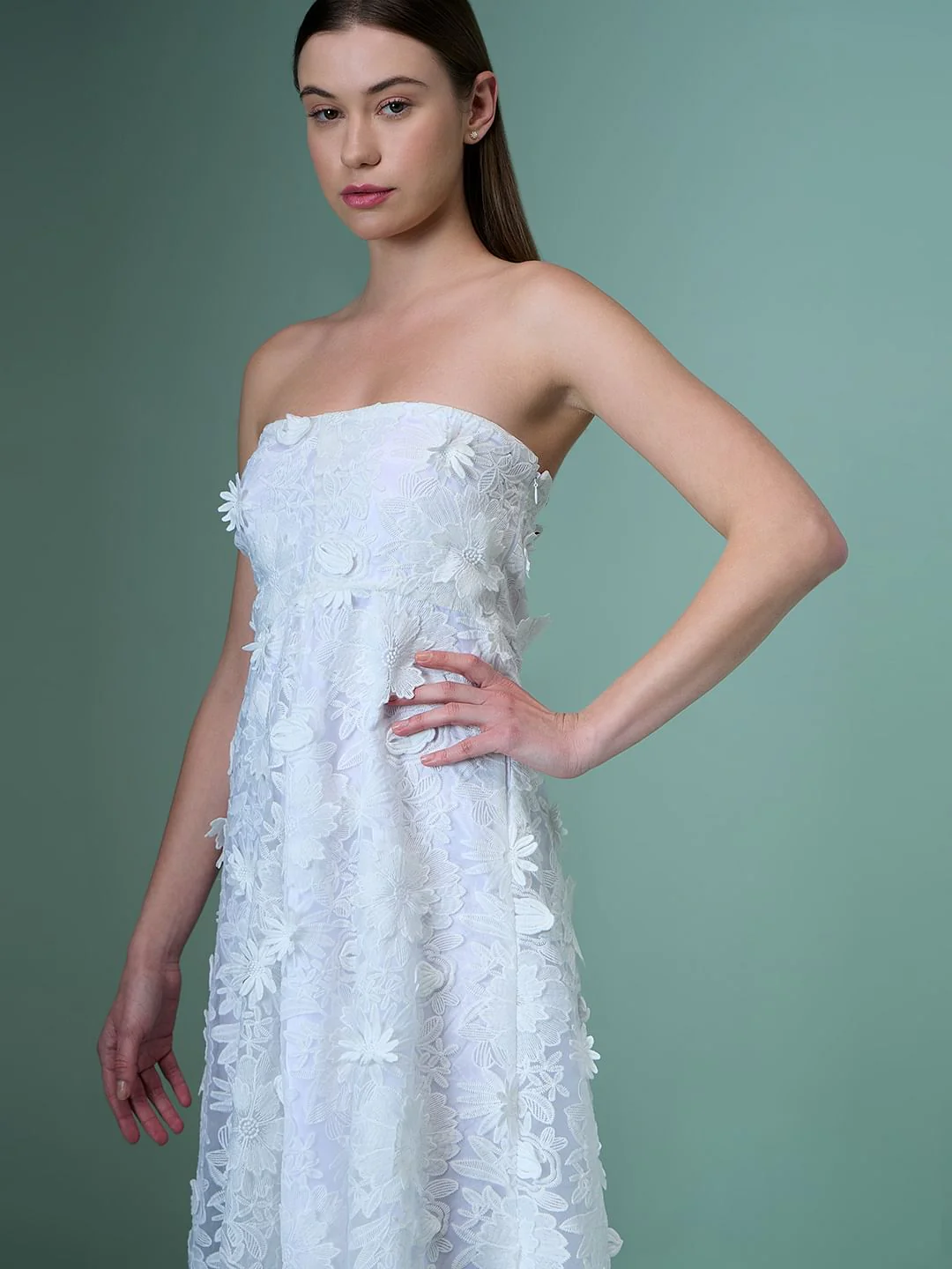 Marquee White Lace Applique Off-Shoulder Dress - Image 5