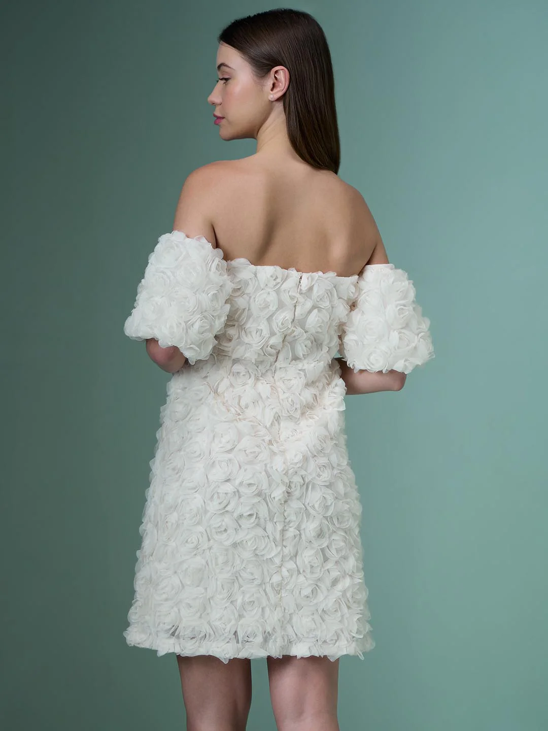 Marquee Ecru Rose Applique Dress - Image 4
