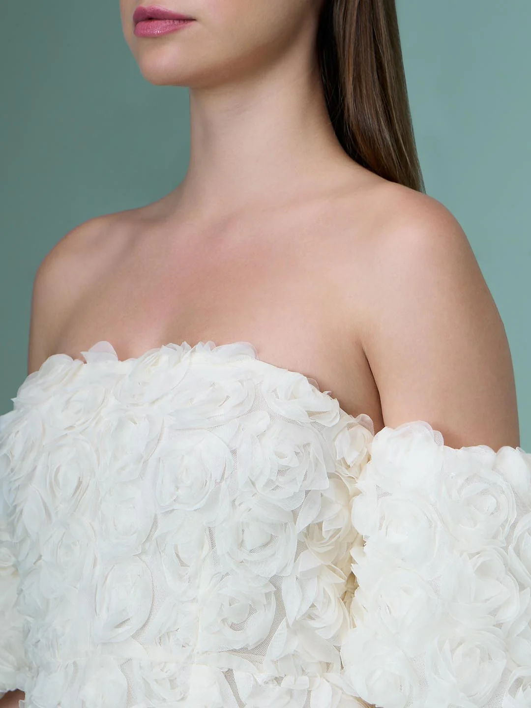 Marquee Ecru Rose Applique Dress - Image 8