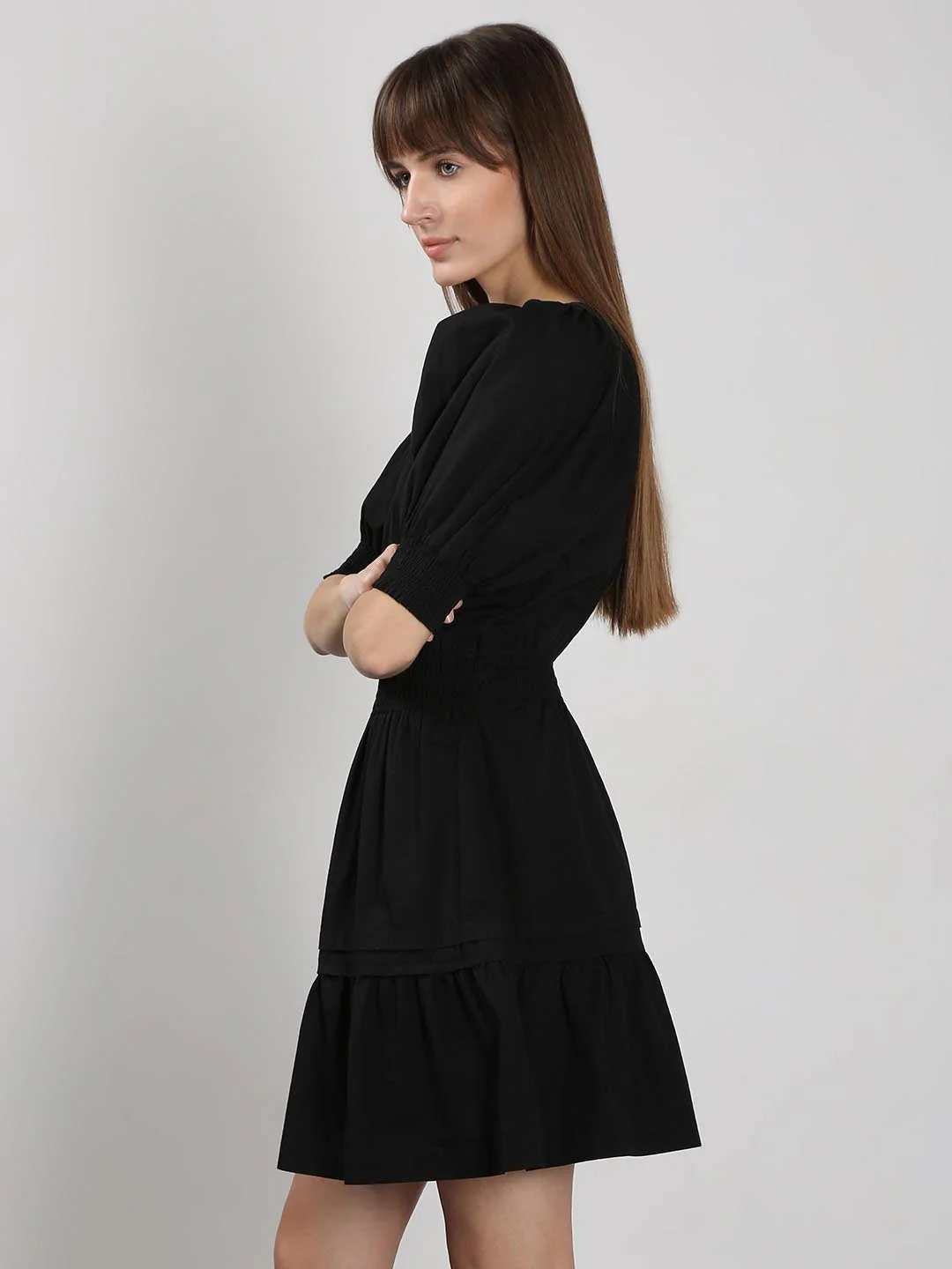 Vero Moda Black Puff Sleeves Dress - Image 4