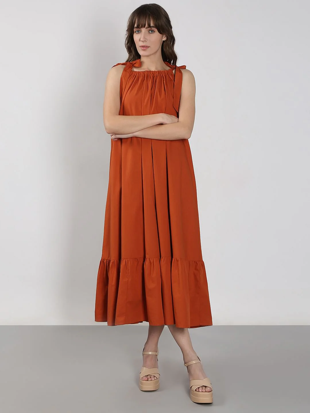 Rust Midi Dress - Image 2